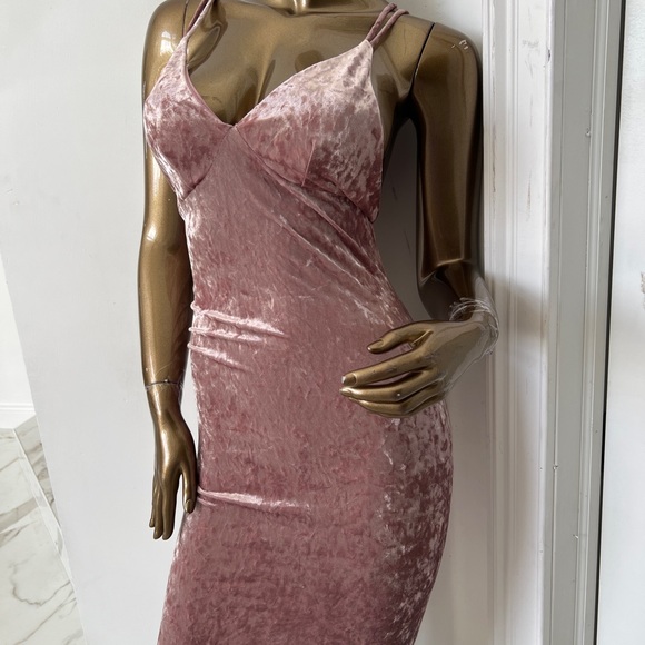 Brand New Elegant Pink Velvet Dress - Picture 2 of 4